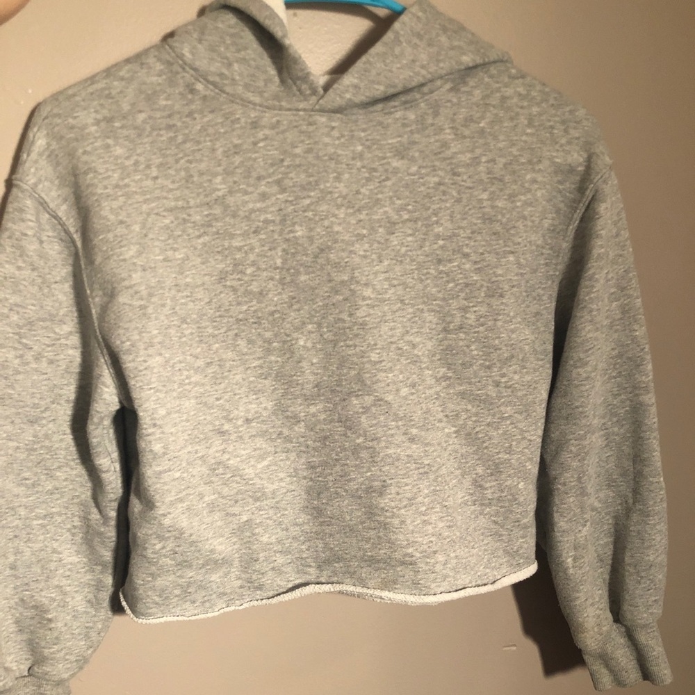 Grey Cropped Hoodie